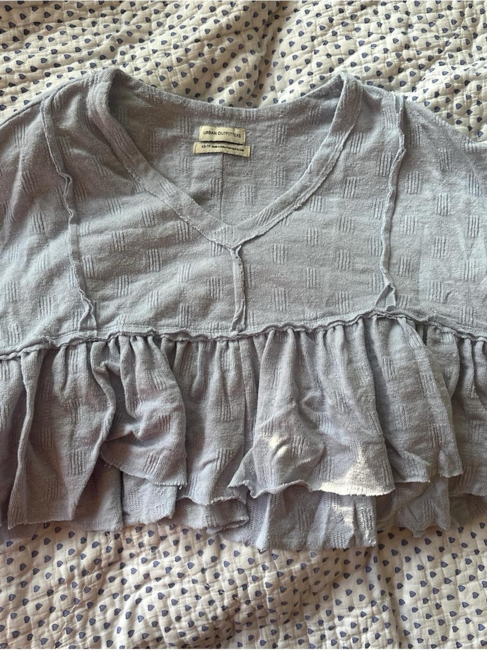 Urban Outfitters Light Lavender Ruffled V-Neck Top